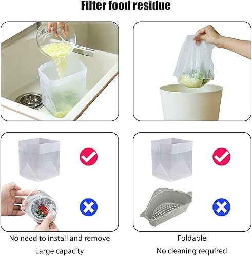 Miniatura 2 de Family Simple - Bolsas coladoras para fregadero – Escurridor de drenaje de cocina desechable, filtro de tapón plegable, bolsa de plástico