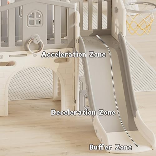 Miniatura 3 de YUFU Juego de toboganes 9 en 1 para niños pequeños de 1 a 3 años, juego de tobogán escalador con aro de baloncesto y pelota, para interiores y