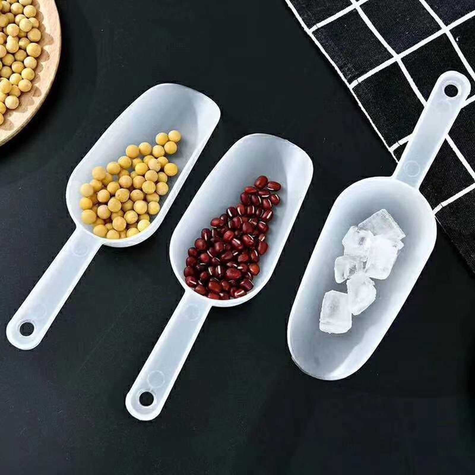 Cucharones de Cocina 1 Pieza Mini Pala de plástico para Hielo Pala pequeña Transparente Cuchara para harina Alimentos Dulces Cuchara para Helado Cucharas medidoras Palas