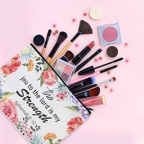 Miniatura 6 de 24 bolsas de maquillaje cristiano, bolsas de cosméticos de la Biblia, bolsas inspiradoras de versículos bíblicos, bolsas de lona motivacionales con