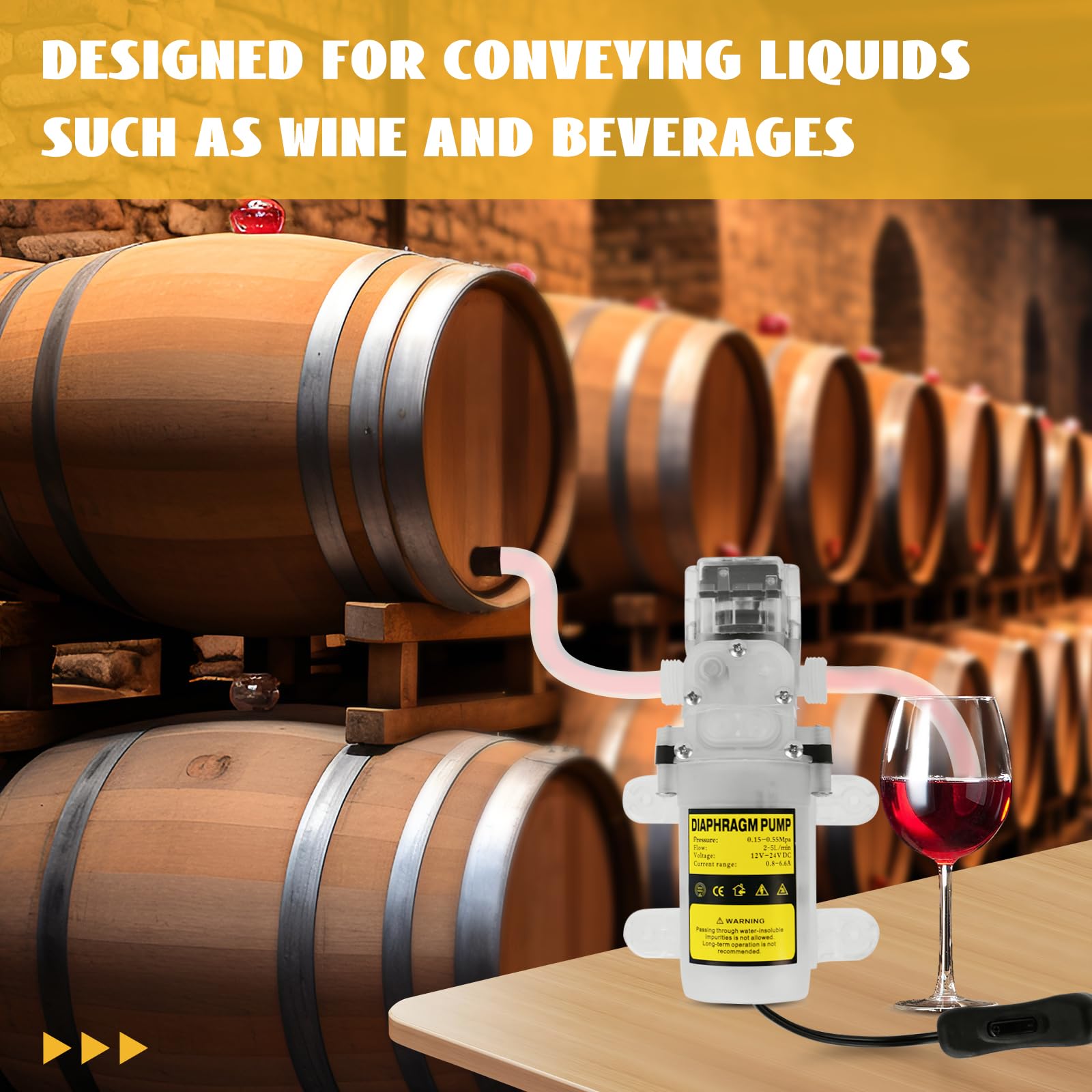 Pompa Travaso Vino Elettrica,Pompa per Birra Fatta in Casa,Pompa for Liquidi A Membrana for Uso Alimentare,velocità Regolabile con 2 Filtri per Il Pompaggio di Acqua, Vino e Bevande