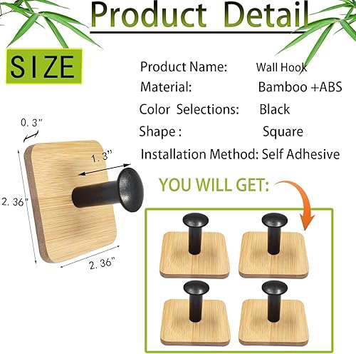 Miniatura 2 de BeiLeiNiceHK Ganchos de pared autoadhesivos para colgar resistentes, pequeños ganchos decorativos adhesivos sin clavos, lindos ganchos negros de