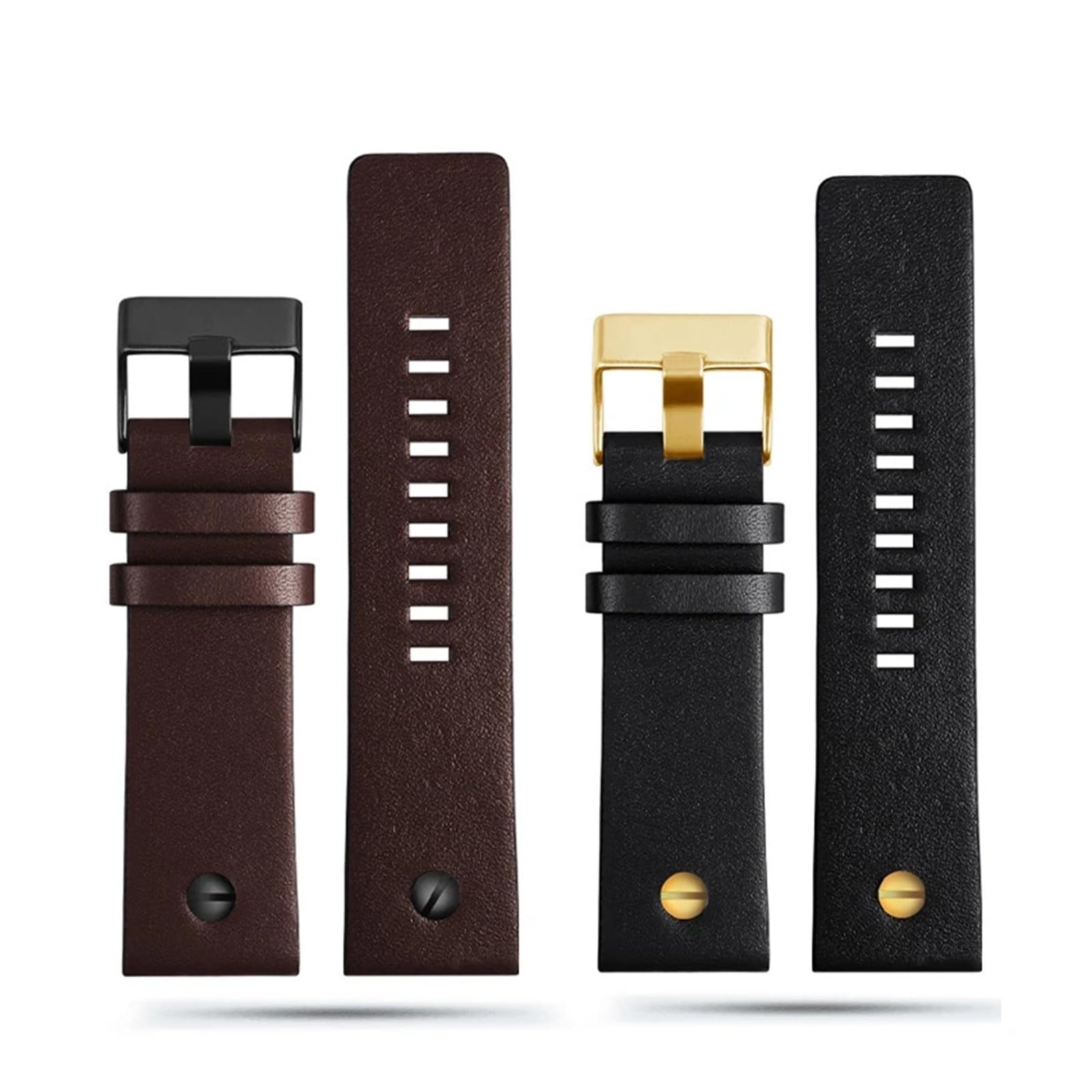 Genérico NASUNJIA Correa De Reloj De Cuero Genuino 22, 24, 26, 28 Y 30 Mm Con Remaches, Compatible Con Pulseras Diesel DZ7406, DZT2009, DZ7413 Y DZ4343.