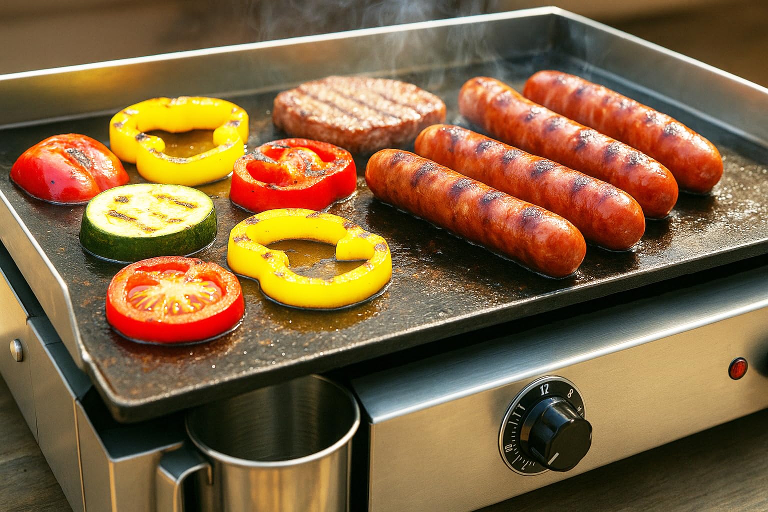 LITTLE BALANCE 8679 Amplitude 60-40, Plancha électrique semi professionnelle, 2 zones de cuisson indépendantes, 3000 W, Fabrication 100% française, Tout Inox
