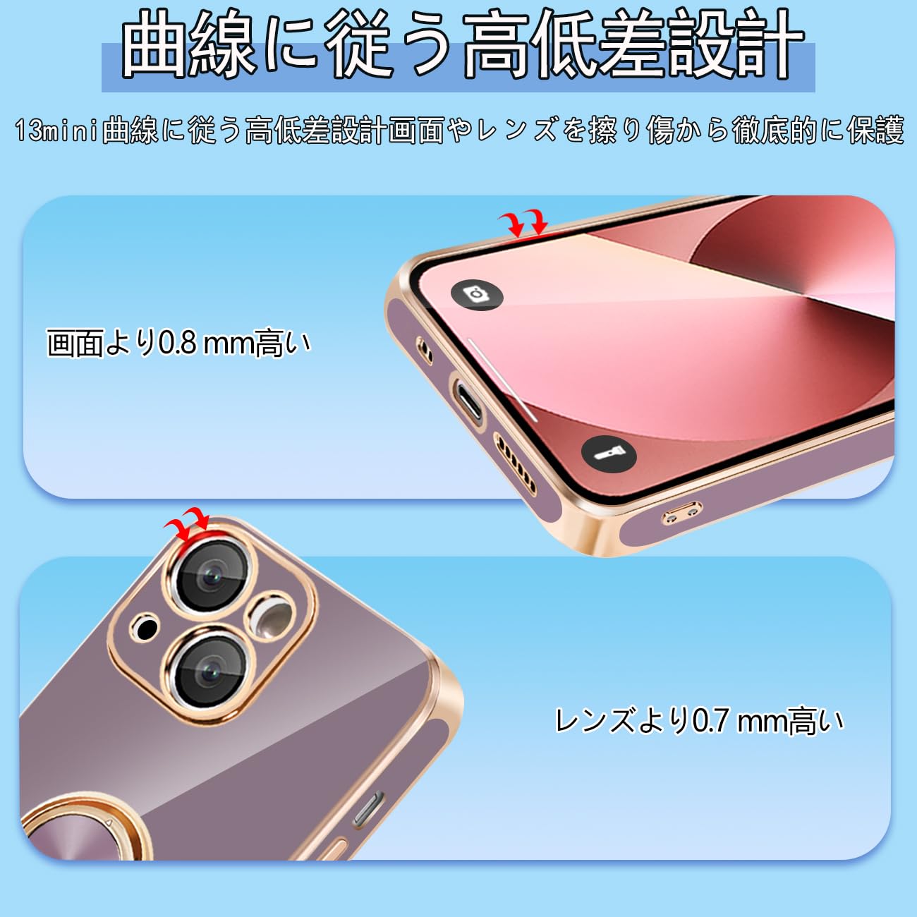 Amazon.co.jp: 【FULEEYUHN】iPhone 13mini ケース リング付き【多機能