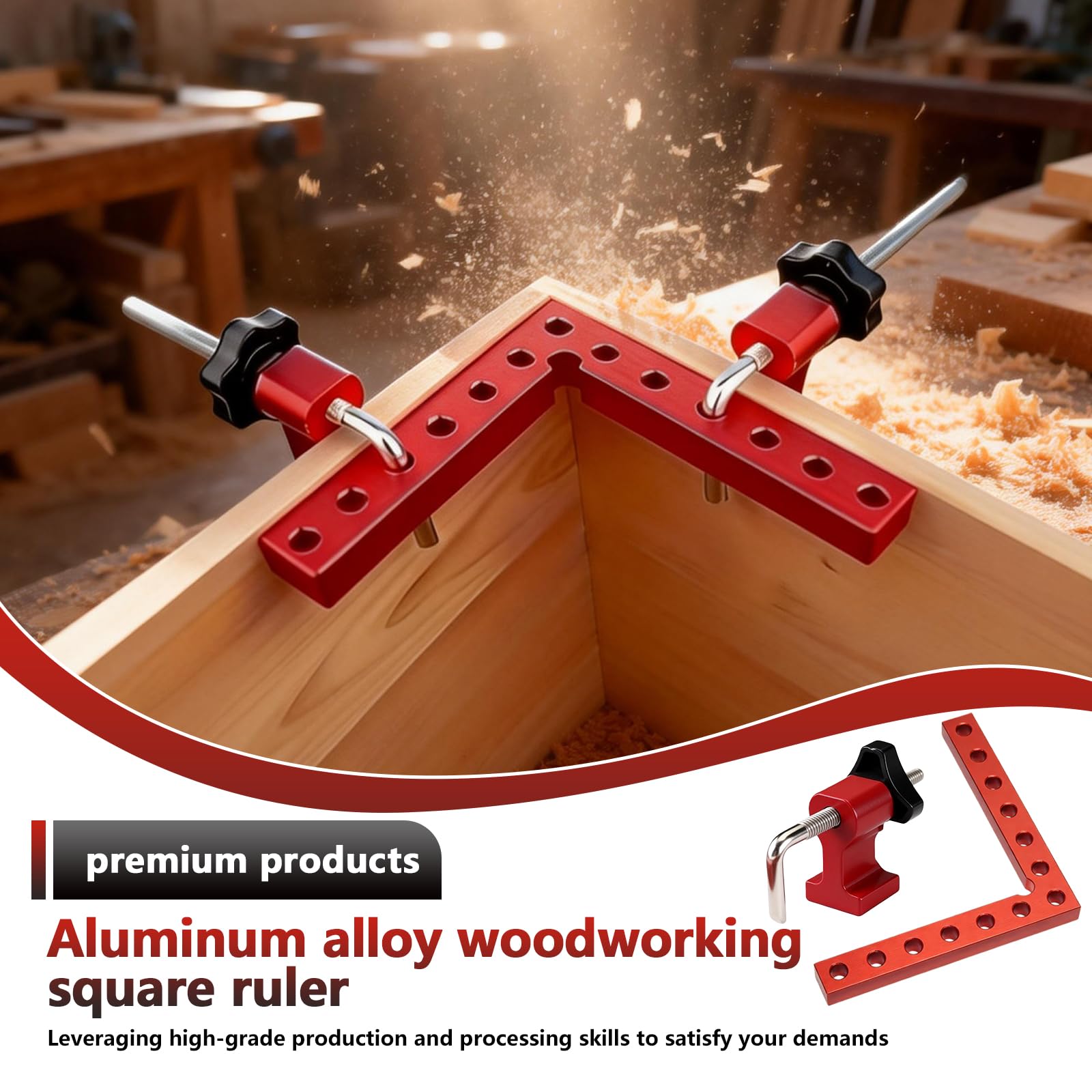 2 Stück 90 Grad Positionierwinkel, Rechtwinklige Klemmen aus Aluminiumlegierung 140 mm, 90 Grad Winkelspanner, 4 Befestigungen, Holzbearbeitungszange für Zimmermannswerkzeuge DIY