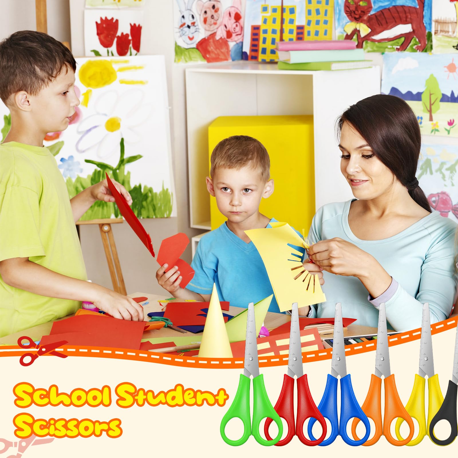 240 Stück Kinderscheren für Schule, 12,7 cm, Schülerschere, Kinderschere, stumpfe Spitze, Sicherheitsschere, Edelstahl-Papierschere für Kindergarten, primäres Bastelprojekt (240)