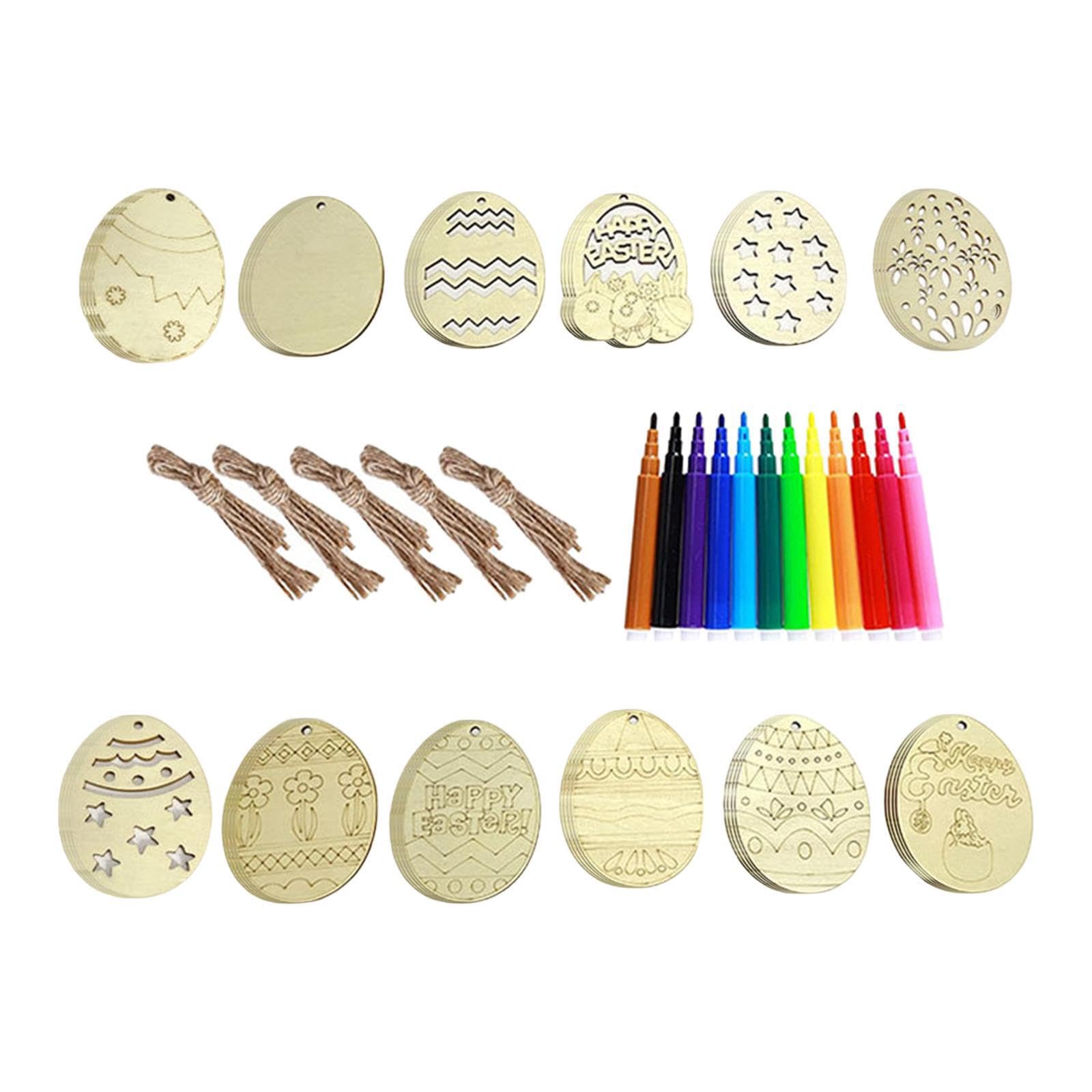 AMSLSIU Unleash Creativity with Wood Slices Decoration Ornaments Easter DIY Projects Interesting DIY ProjectsThese Easter Egg Wood Chips are Blank Activity