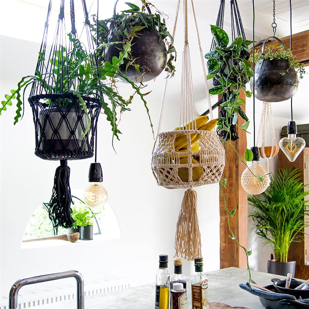 STUFF Loft Macramé suspendu en coton Ø 20 cm x H 105 cm