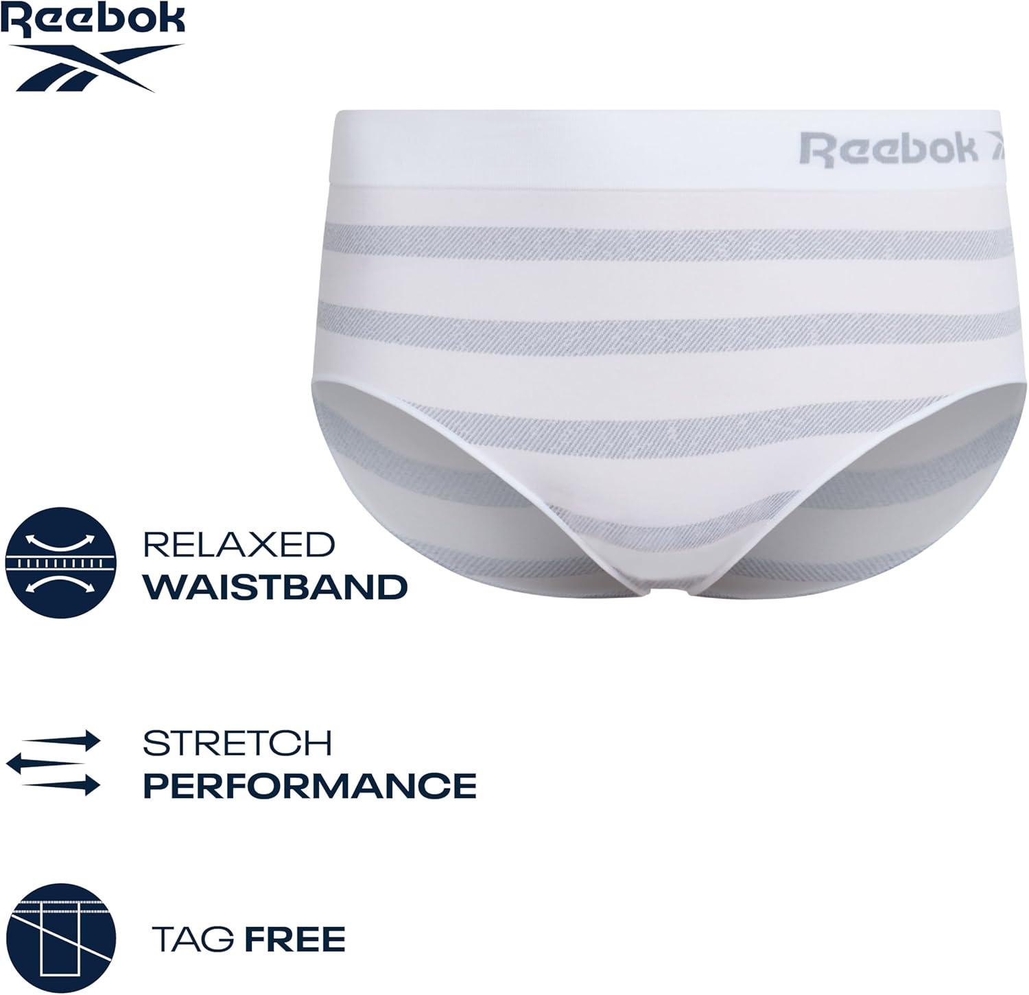 Reebok Womens Briefs Underwear - 5 Pack Plus Size Soft Stretch Performance High Waisted Panties Seamless Underwear for Women - Image 2