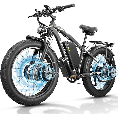 5000W Dual Motor Electric Bike for Adults, 48MPH Fast Ebike with 52V 36Ah Removable Battery, Up to 100 Miles Long Range, 24/26 Inch Fat Tire, Shimano 7-Speed, Shock Absorber Commuter E-Bike