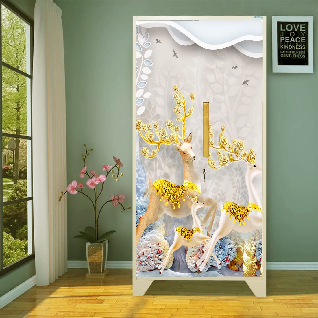 WallDaddy Self Adhesive Almirah Stickers, Wall Stickers, Decorative Sticker Wallpaper for Home Wardrobe Doors (Golden Deer Almirah) PVC Vinyl Size Large (39 x 84 Inch) (B09W18B9TH) Amazon Price History, Amazon Price Tracker