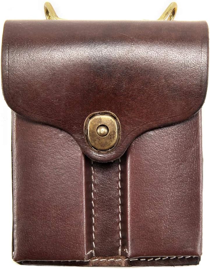 Leather .45 Double Magazine Pouch with Belt Hanger