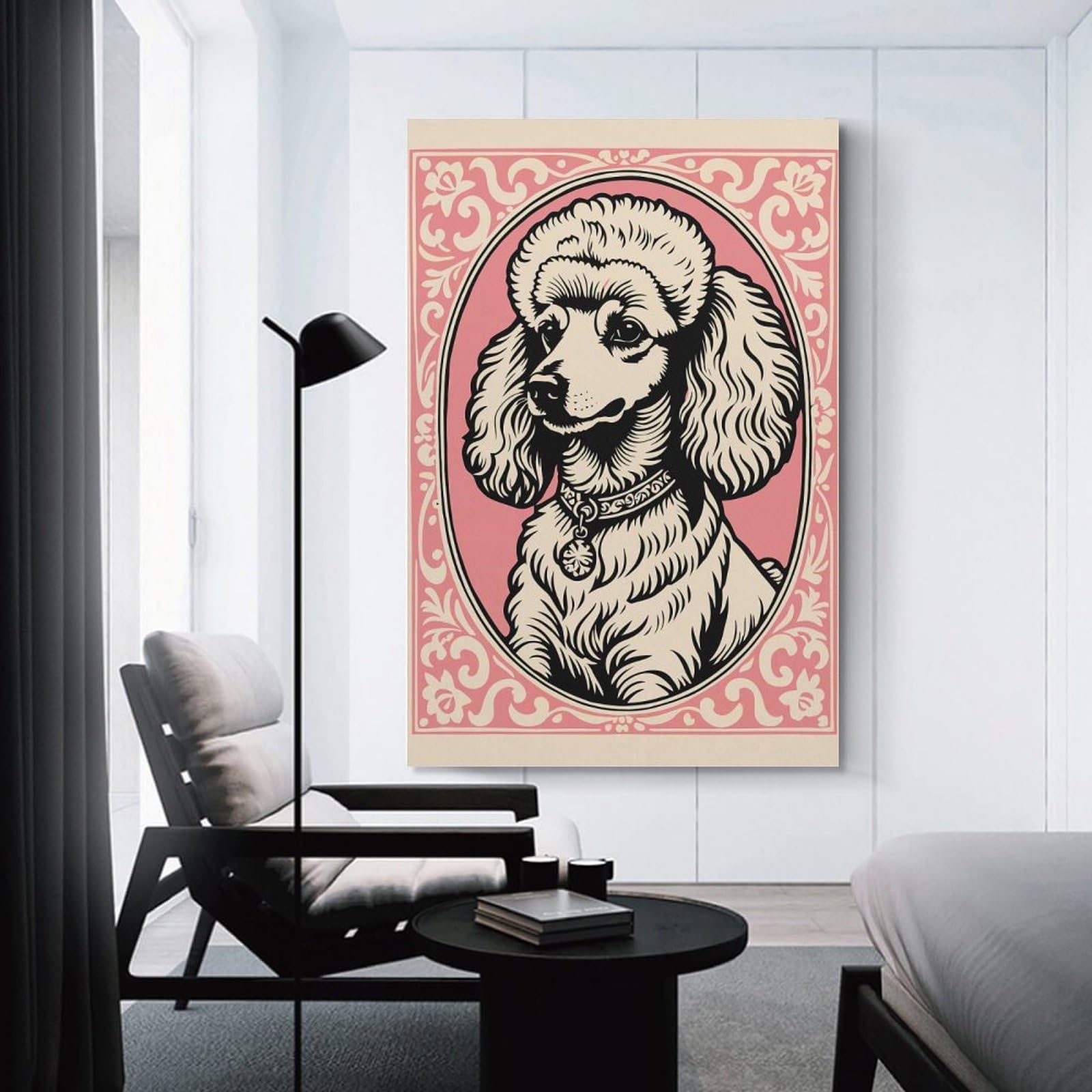 Junmoney Poodle Portrait Canvas Wall Decor, 24x36inch(60x90cm), for New Homes, Bedrooms Or Workspaces, Gift Idea for Housewarming And Birthdays