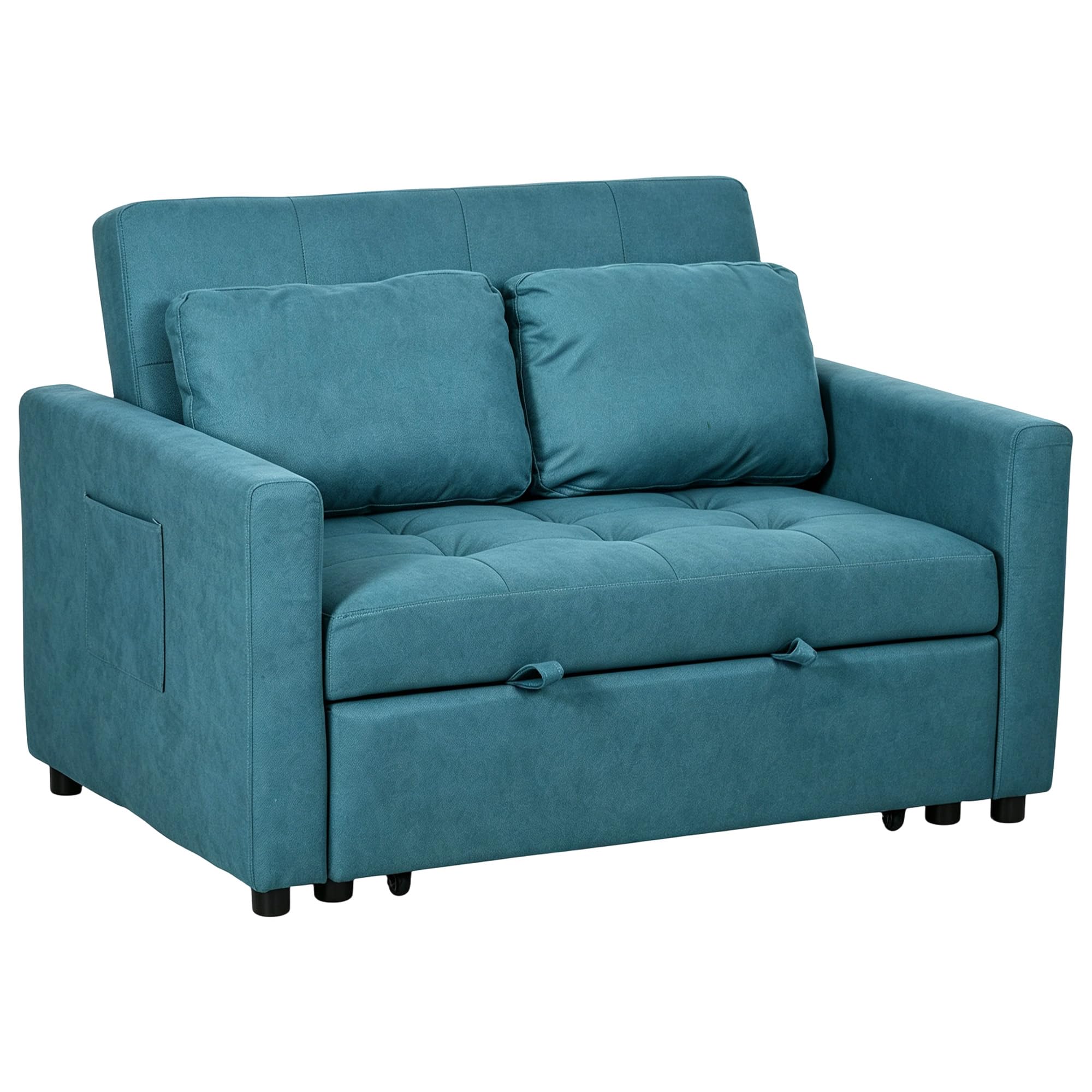 HOMCOM 2 Seater Sofa Bed, 120 cm Convertible Bed Settee, Blue