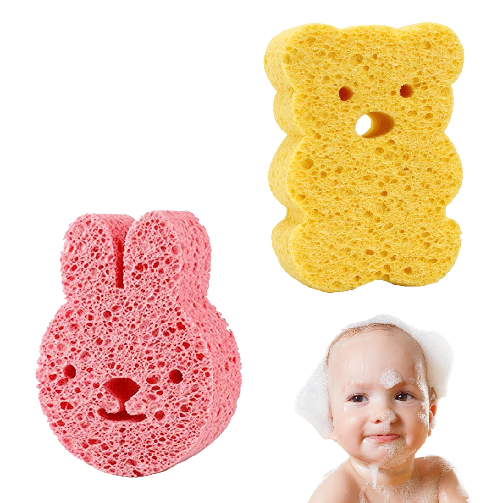 Esponjas Hidrófilas para Bebés,2pcs Esponja Baño Bebe Niños,Esponja para Baños,Esponja de Baño para Cuerpo,Esponja Ducha Bebe Infantil,Esponja Konjac para Baño del Bebé,Linda Forma