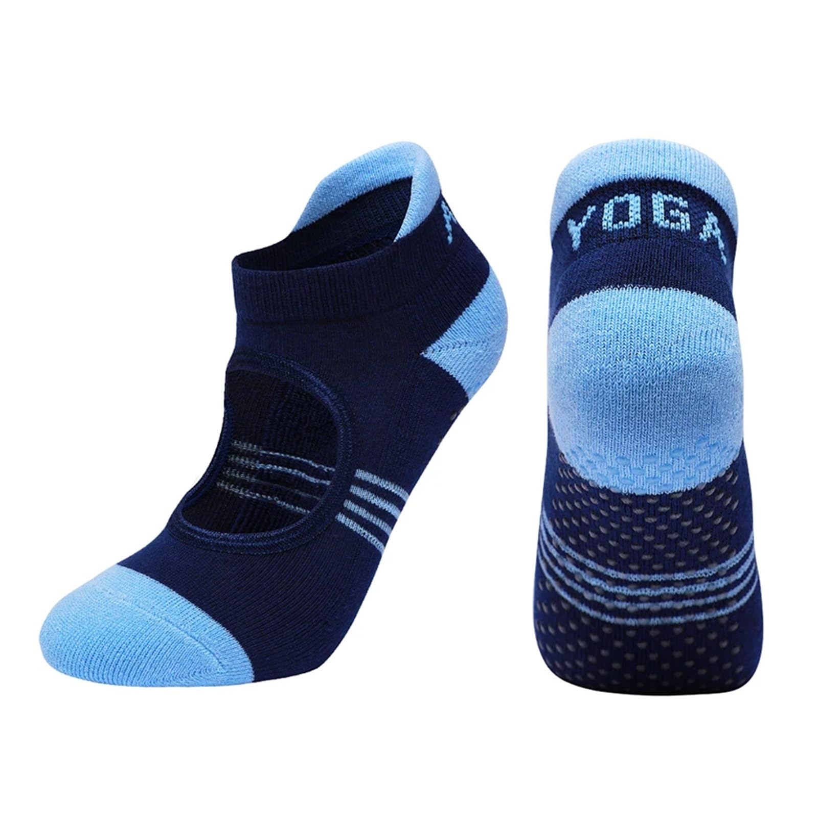 Calcetines De Pilates con Espalda Descubierta For Mujer, Calcetines De Yoga Antideslizantes Transpirables con Parte Inferior Adecuado para Yoga, Danza, Deportes, Fitness(Blue)