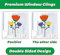 Vista 6 de Pegatinas de primavera para ventanas, flores, plantas, decoración de ventanas, calcomanías estáticas de mariposa para decoración de ventanas