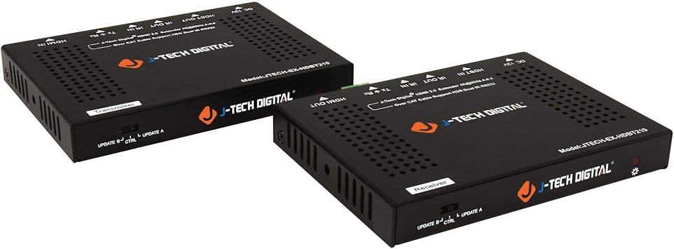 J-Tech Digital HDBaseT 4K@60HZ HDMI Extender 4K@60HZ 444, HDMI 2.0 Over Single Cable CAT5e/6A up to 230ft 1080P 131ft4K Supports HDMI 2.0 18Gbps, HDR, HDCP 2.2, RS232, Bi-Directional IR