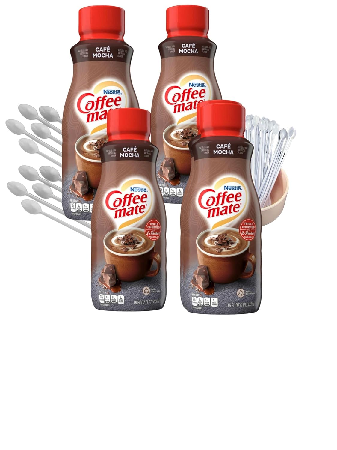 Cafe Mocha Coffee Creamer Bundle. Includes Four (4) 16 fl