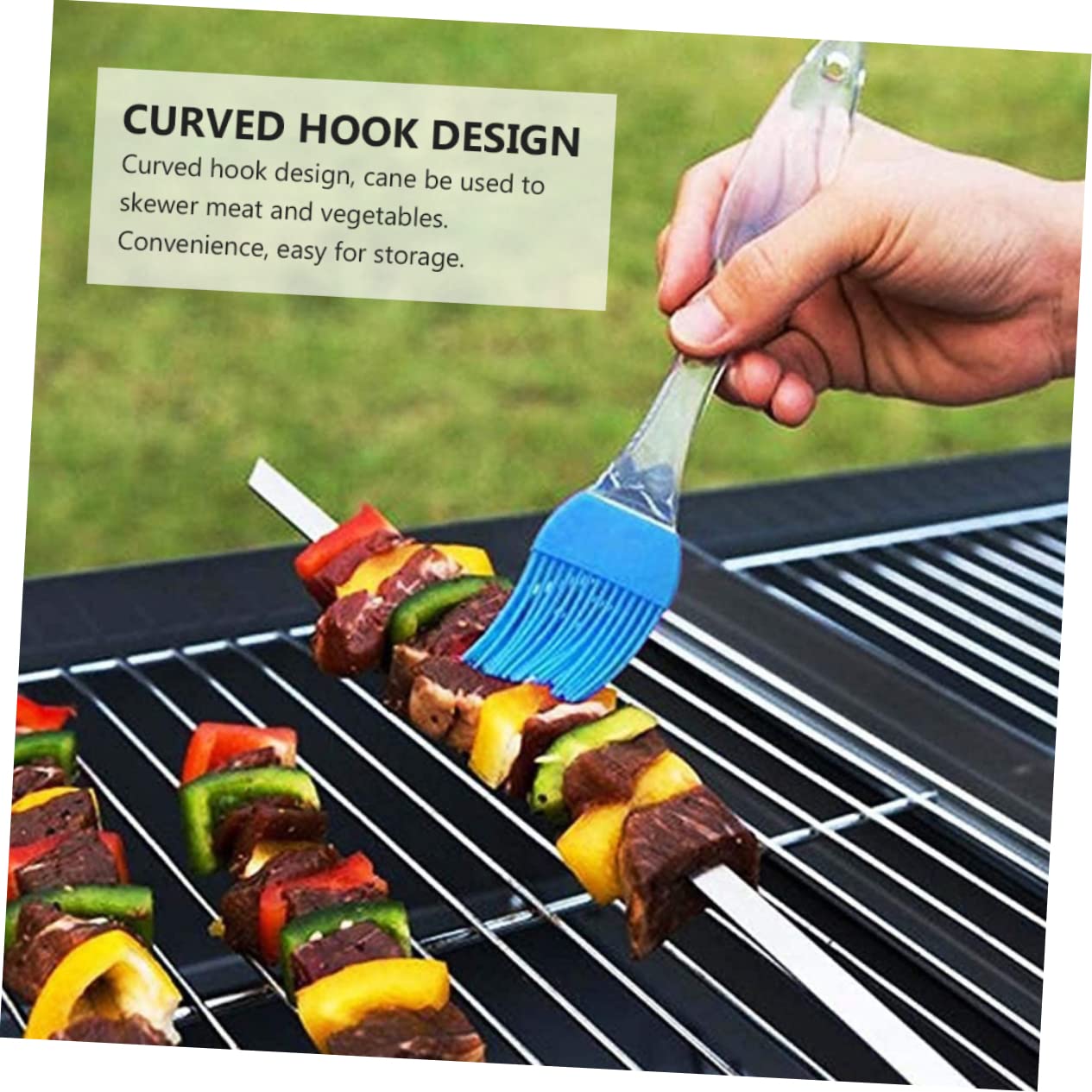 10piezas Brochetas Inoxidable Para Barbacoa Unidades Planas Duraderas y Fáciles De Limpiar