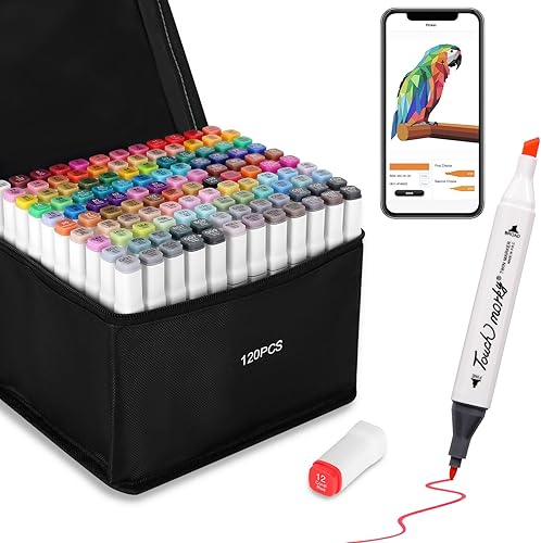 Brled Marcadores de alcohol de 120 colores con aplicaciĂłn gratuita, marcadores a base de alcohol para artistas, marcadores artĂsticos para pintar, Brled Marcadores de alcohol de 120 colores con aplicaciĂłn gratuita, marcadores a base de alcohol para artistas, marcadores artĂsticos para pintar,