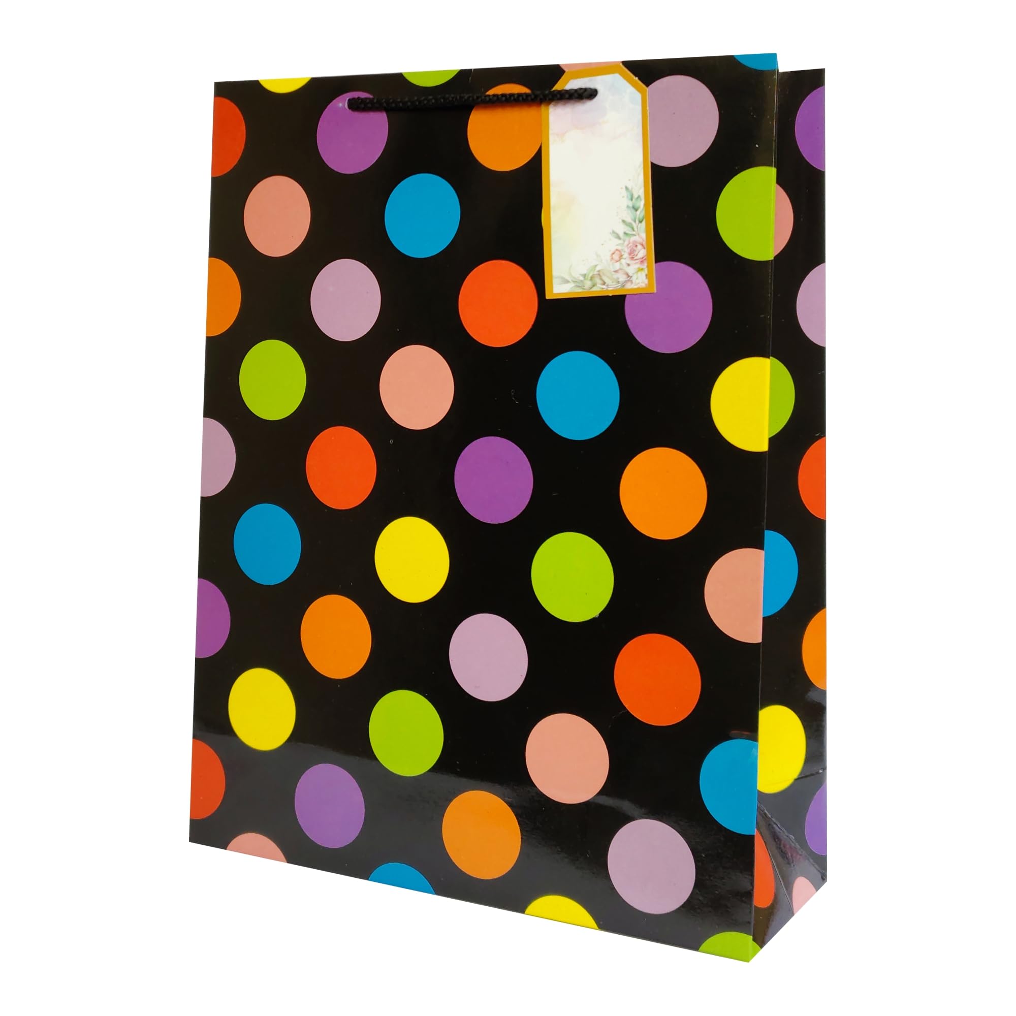 Black Paper Bags - Gift Bags - Bags for Return Gift - Paper Gift Bags Medium | Pack of 10 | 23 x 30 x 9 cm Polka Dot-image-26