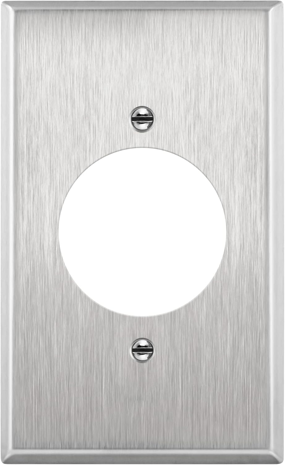 ENERLITES 1.620" Hole Single Locking Receptacle Outlet, Metal Wall Plate, Corrosion Resistant, Size 1-Gang 4.50" x 2.76", 7861, 430 Stainless Steel, UL Listed, Silver, Standard