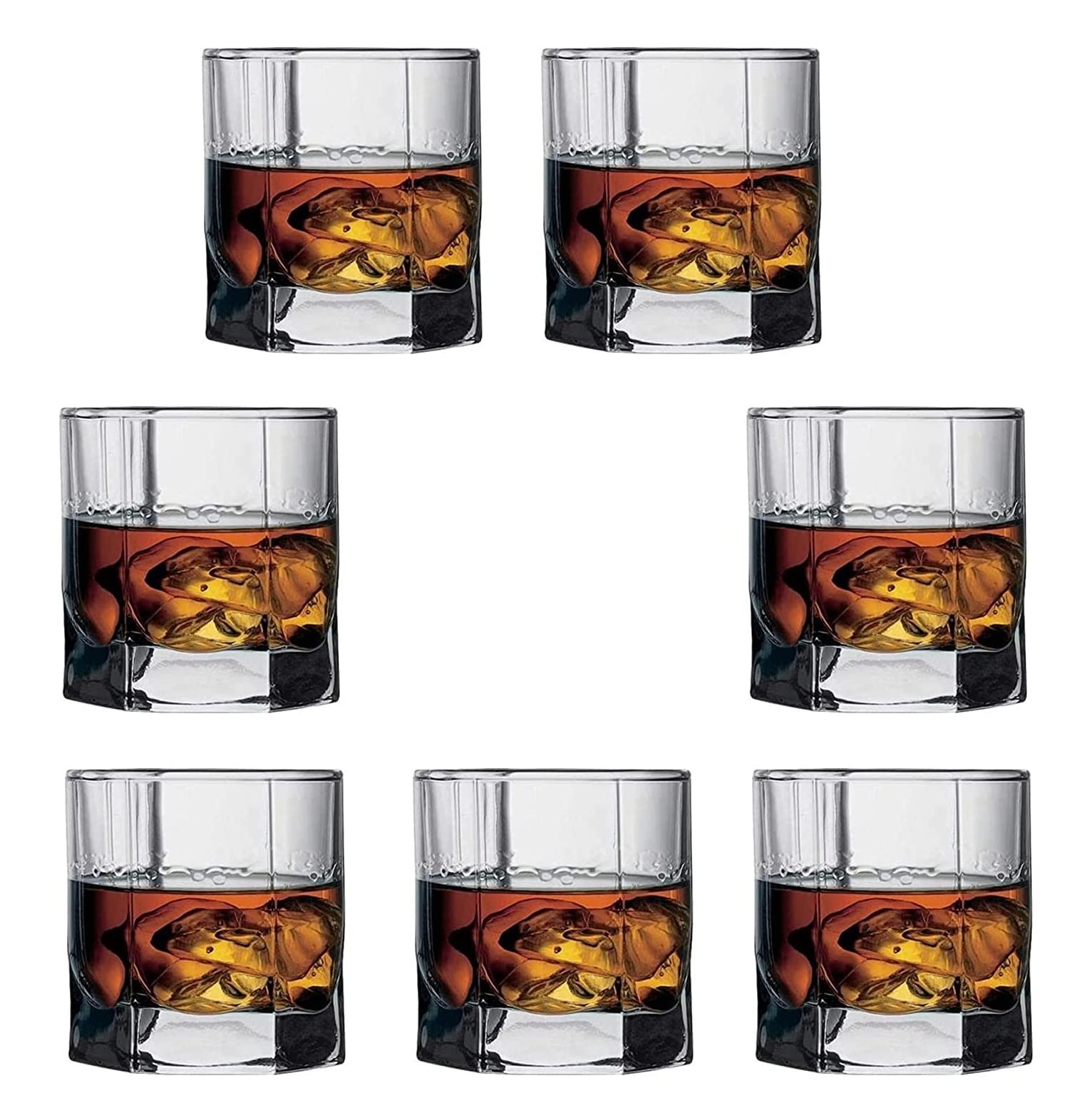 Afast Multipurpose Food Grade Designer Transparent, Water Glass, Set of 7, Capacity 150 ML, Clear, for Home, Kitchen, Office, Bar, Serving Water, Milk, Cold Drinks & Other Bavrage_P212