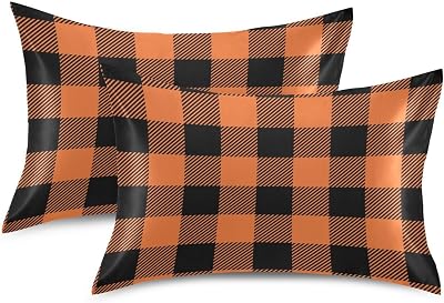 Tranqun Queen Size Buffalo Plaid Pillow Cases Set Of 2 