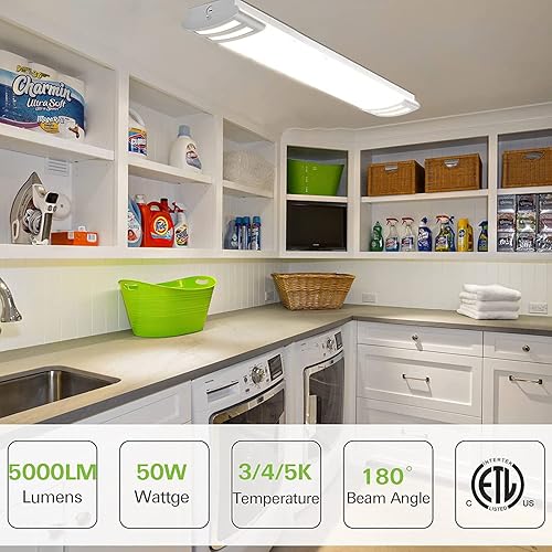 Miniatura 4 de Paquete de 4 luces LED de 4 pies y 3 CCT de montaje empotrado de 50 W, 5000 lm, 3000 K4000 K5000 K seleccionables, luces de techo de cocina de 4