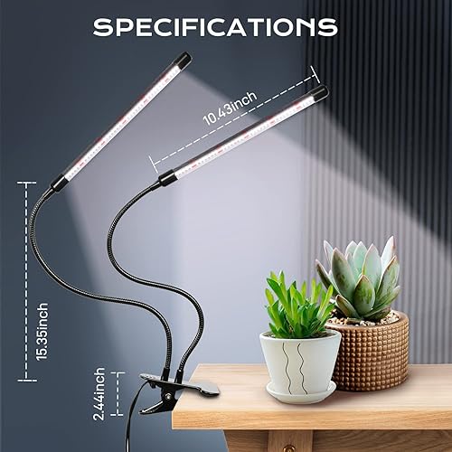 Miniatura 2 de iPower Luz LED de cultivo lámpara de cultivo de plantas con clip de espectro completo de 6000 K con 84 LED blancos y rojos para plantas de interior