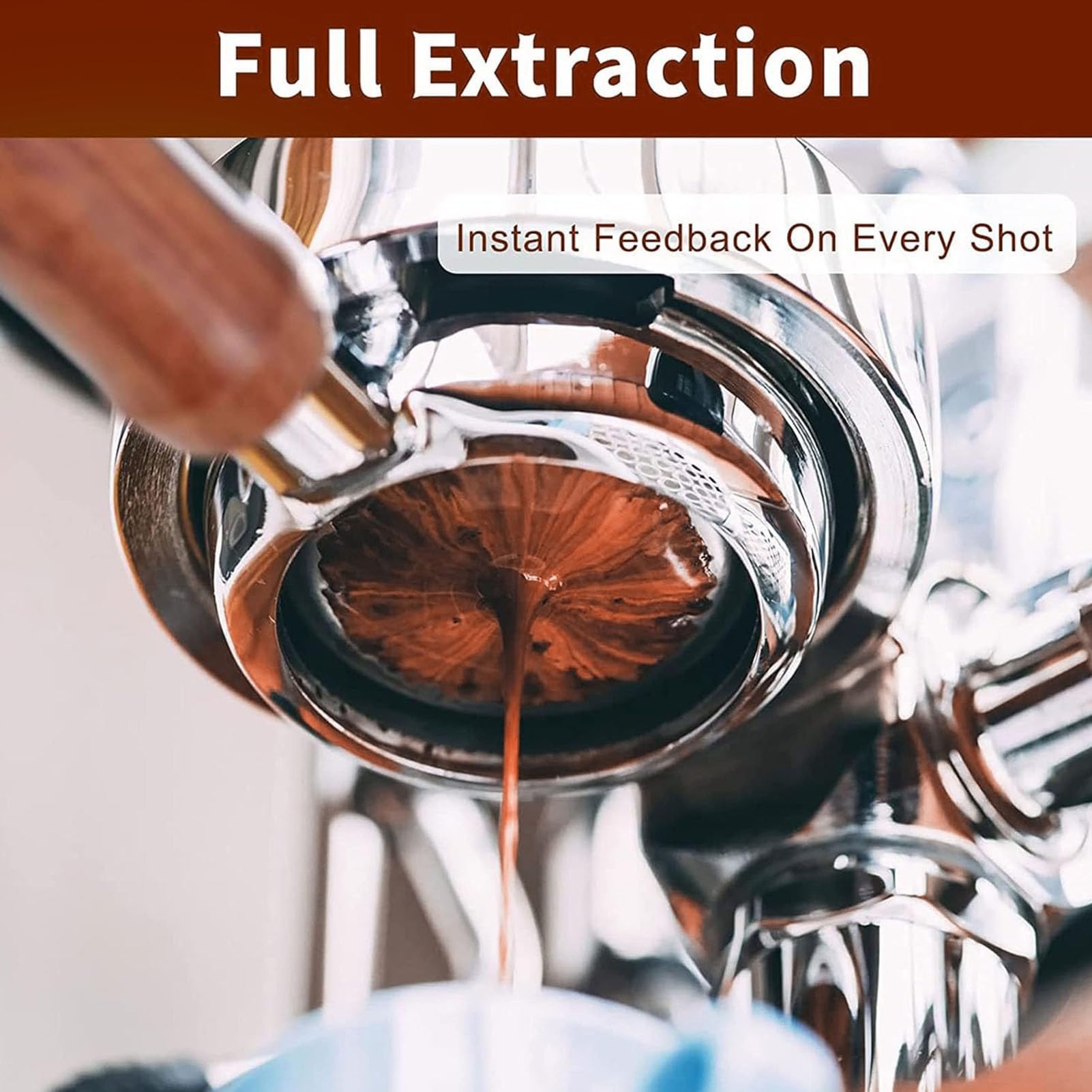 Portafiltro sin Fondo de Acero Inoxidable de 51 Mm con Agarre de Madera para Entusiastas del café en el Hogar Compatibilidad Universal