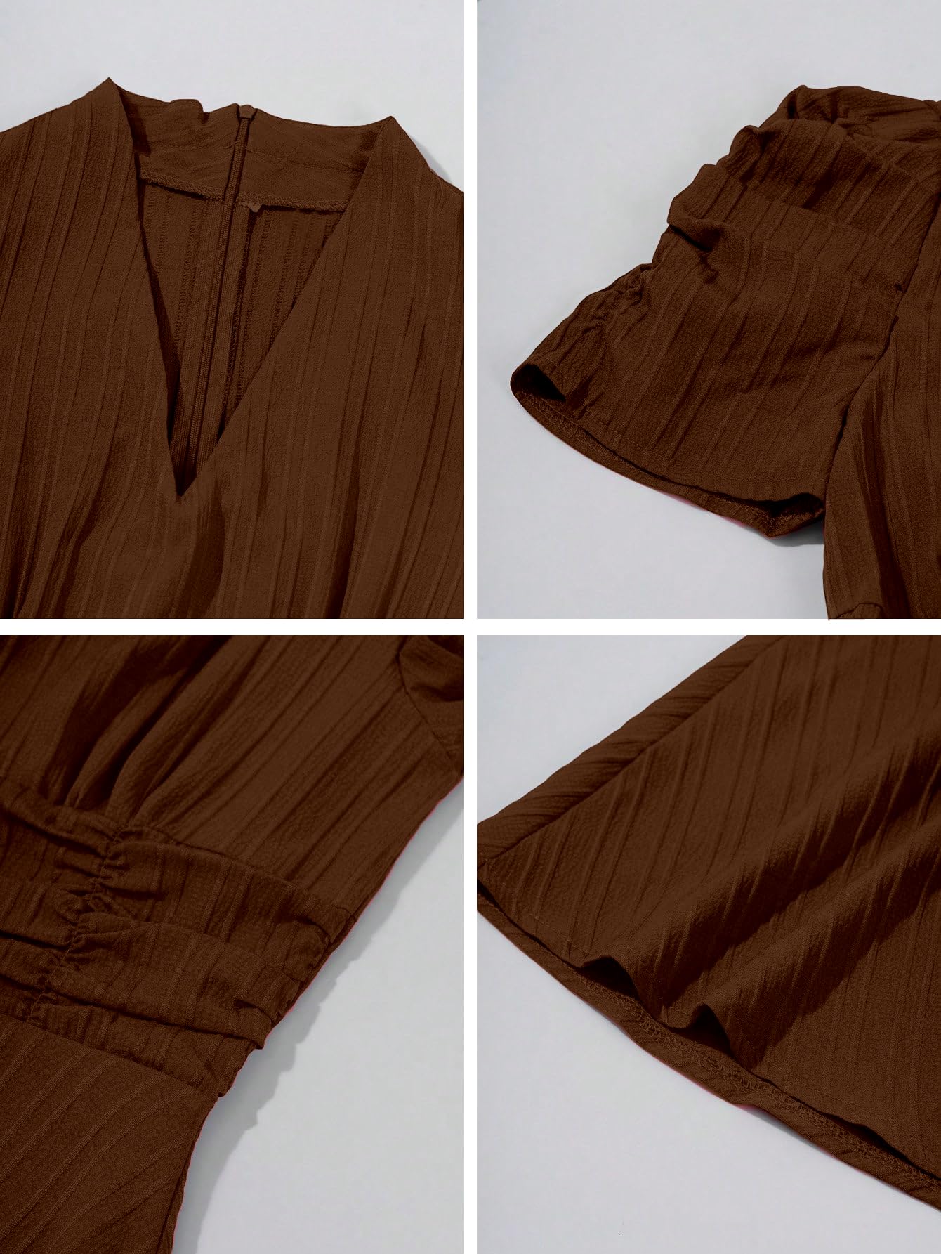 Shasmi Vestido largo liso para niñas y mujeres, cuello en V, línea A, vestido de fiesta de Año Nuevo, cintura, mangas abullonadas, vestido occidental, elegante ropa casual (vestido 246)