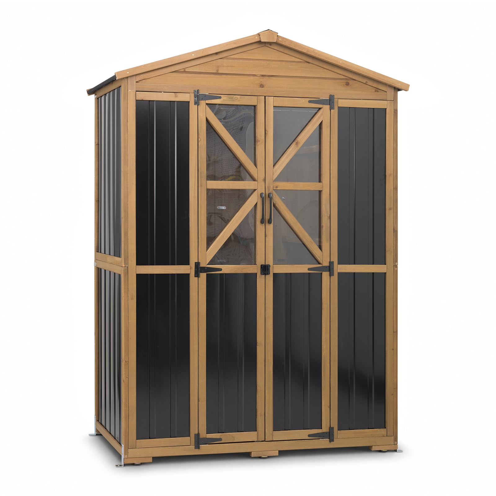 Outdoor Storage Cabinet, Weatherproof Garden Shed with 6 Shelves for Tools