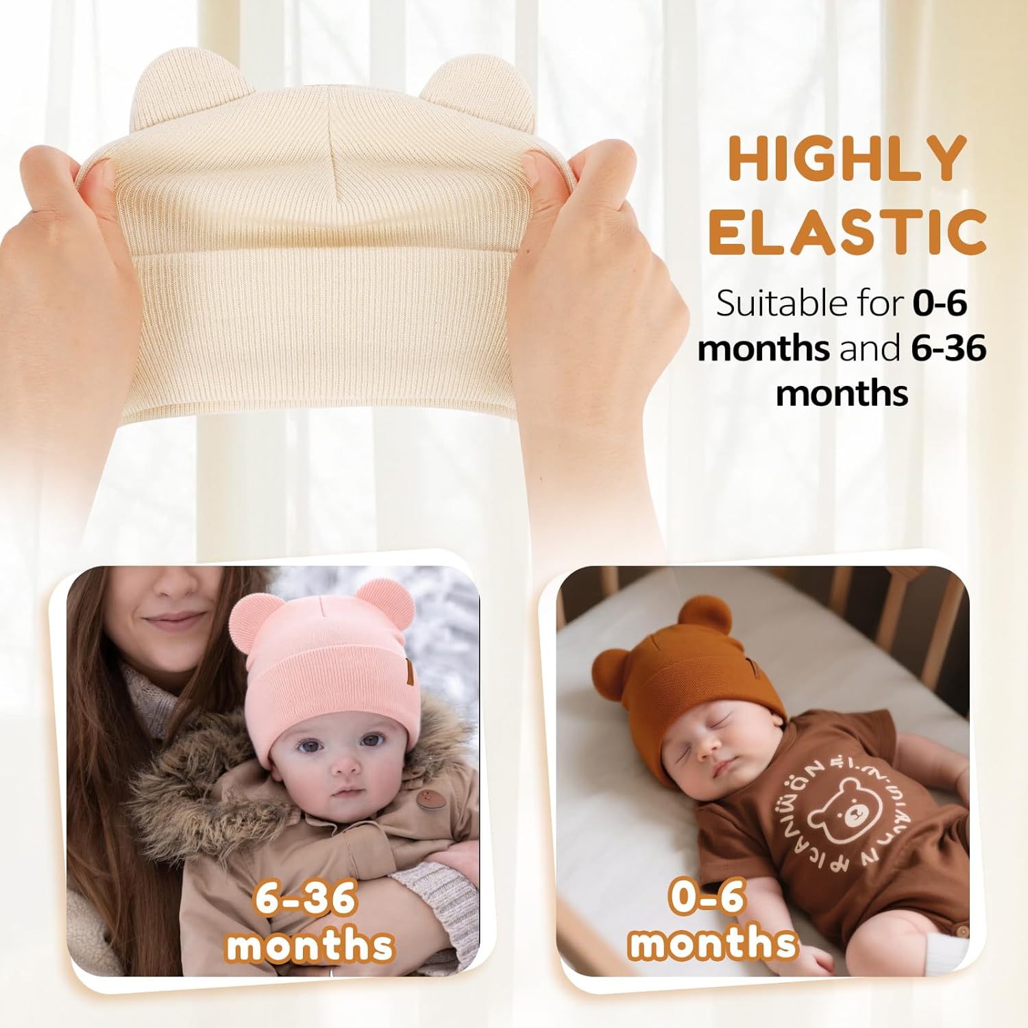 Baby Beanie Warm Winter Hat with Bear Ear for Infant Toddler Boys Girls Kids Soft Knitted Skull Cap - Image 5