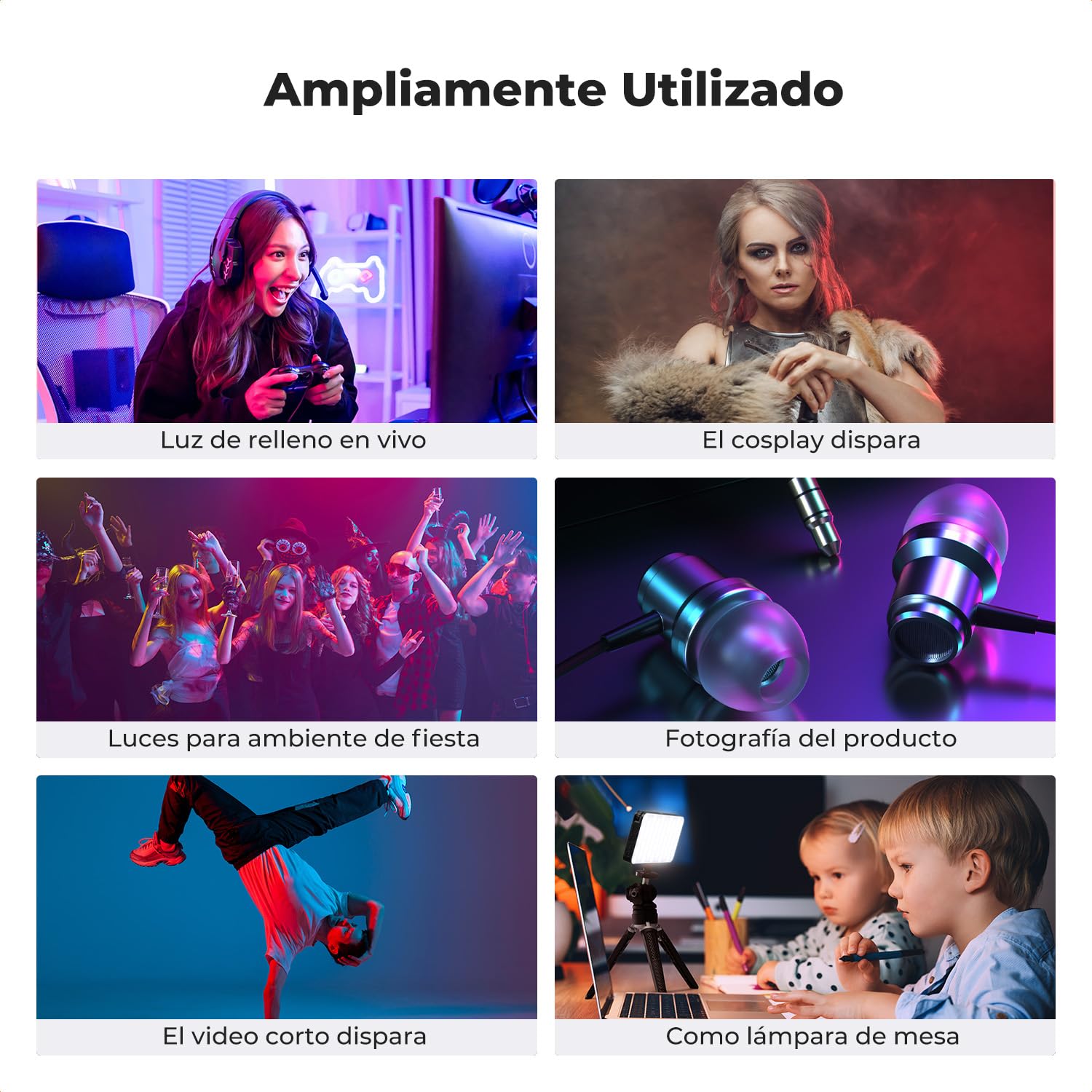 K&F CONCEPT 135 LED RGB Video Light, Construido 5000mAh Batería Regulable Luz de Foto Compacta para Cámara DSLR, CRI 96, 2812lux, Luz de Cámara Portátil con 13 Efectos de Luz