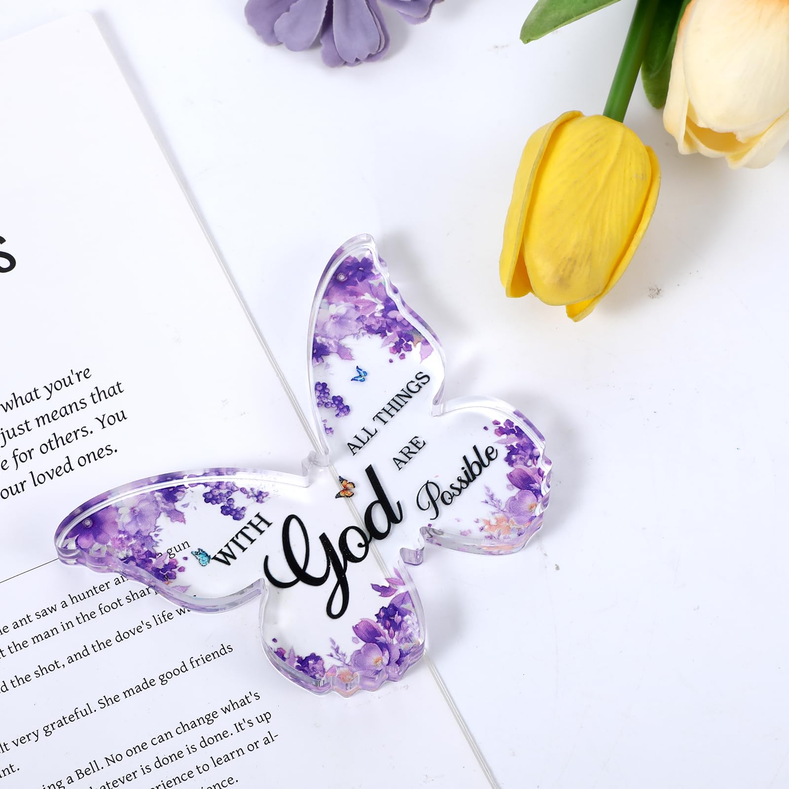 Kifmurase Purple Butterfly Acrylic Plaque - Motivational Desk Decor & Encouragement Gift For Women