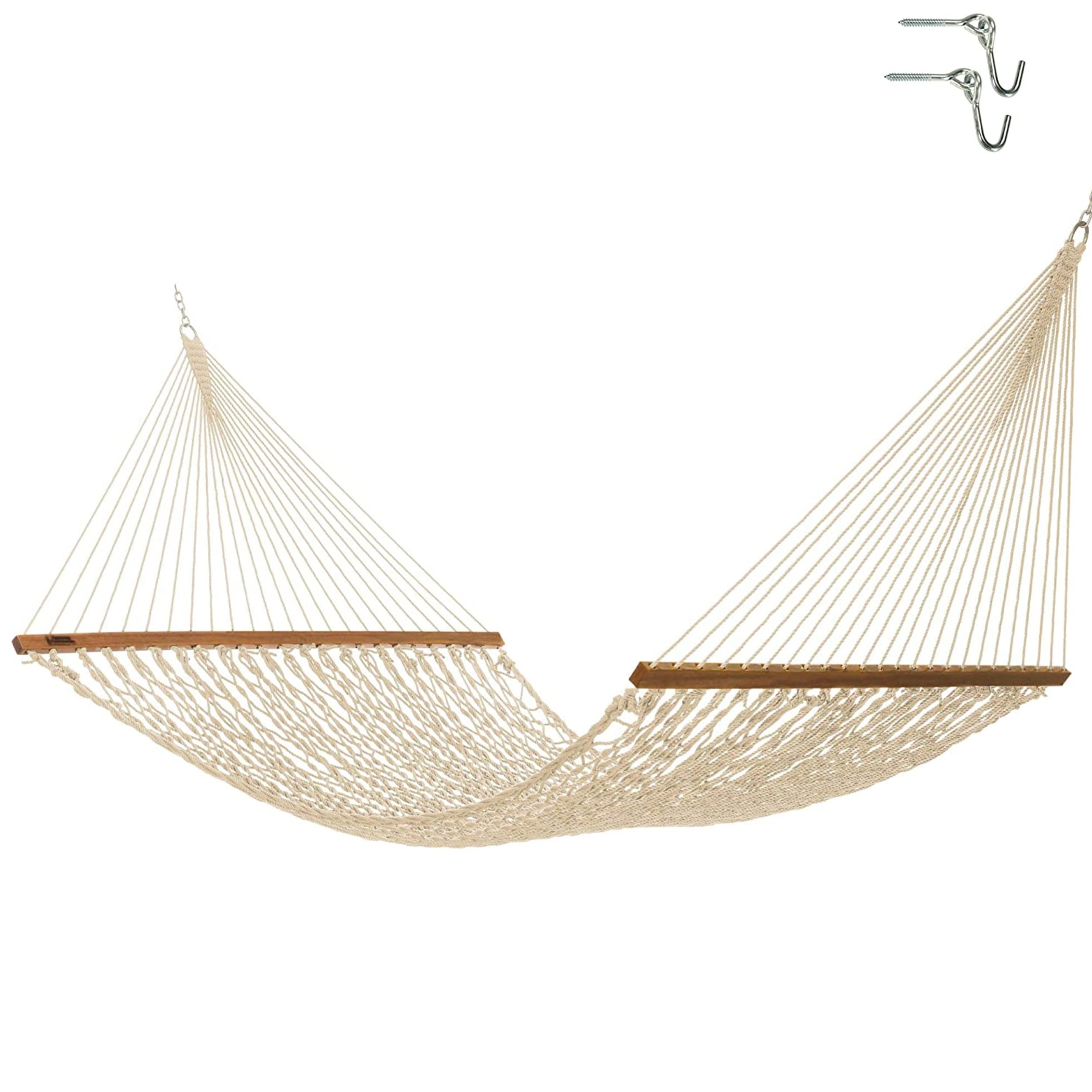Hatteras Hammocks DC-15OT Executive Oatmeal Duracord Rope Hammock with Free Extension Chains & Tree Hooks, Handcrafted in The USA, Accommodates 2 People, 450 LB Weight Capacity, 13 ft. x 65 in.
