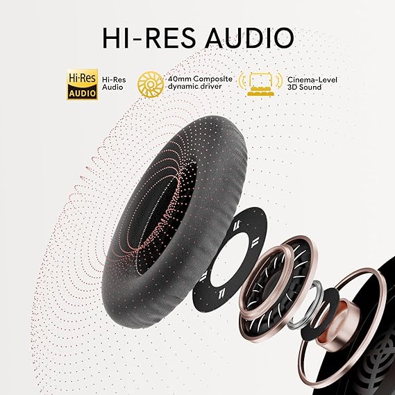 QCY H3 ANC Bluetooth Headphones Over Ear, Active Noise Cancelling Bluetooth 5.4 Headphones with Microphones, Hi-Res Audio Sound, Multipoint Connection, 60H Playback, Custom EQ via App(Black)