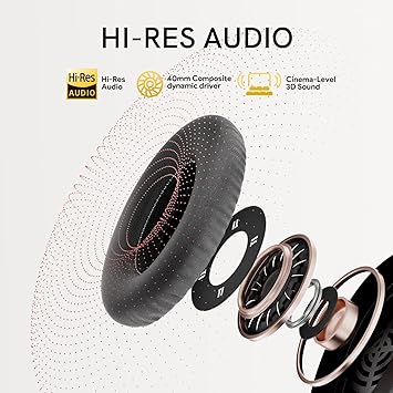 QCY H3 ANC Bluetooth Headphones Over Ear, Active Noise Cancelling Bluetooth 5.4 Headphones with Microphones, Hi-Res Audio Sound, Multipoint Connection, 60H Playback, Custom EQ via App(Black)