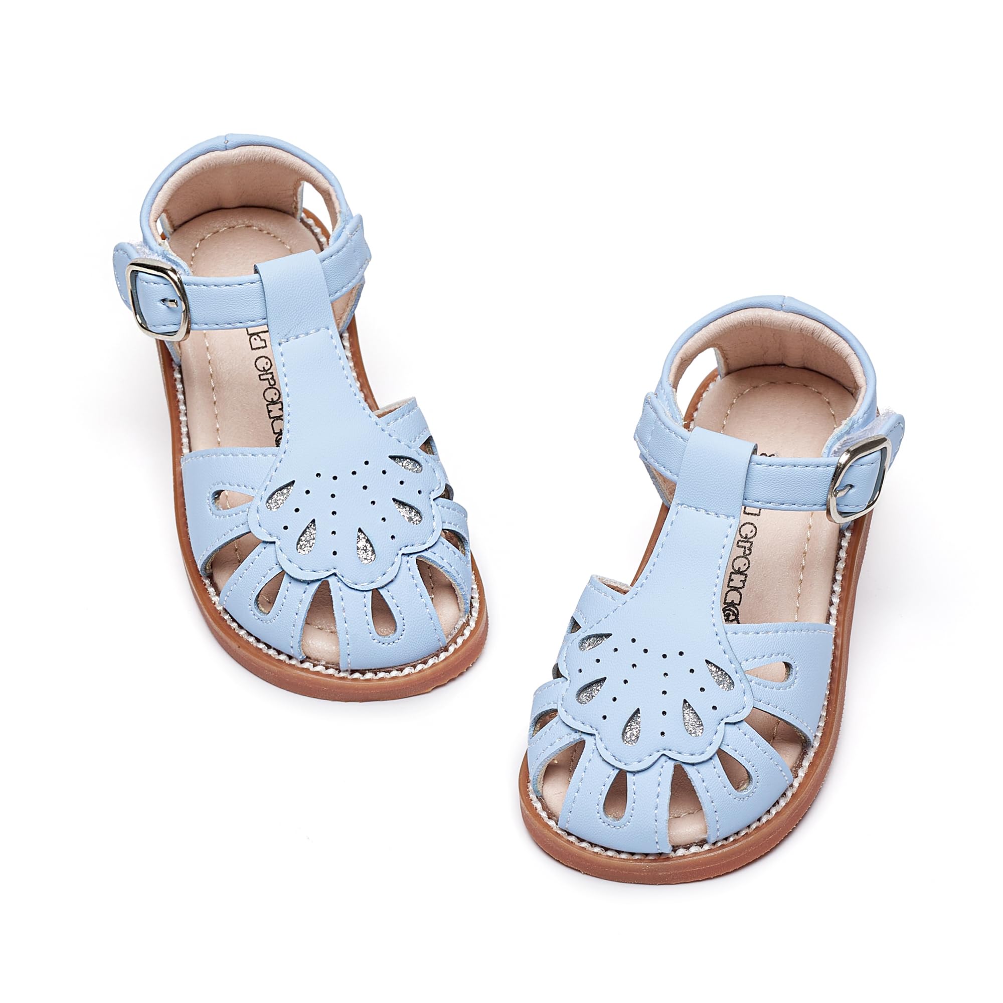 Kiderence Toddler Flower Girl Sandals Close Toe Dress Shoes Wedding Party | Hook and Loop,Non Slip Lightweight Sandals for Beach,Water Play and Daily Wear