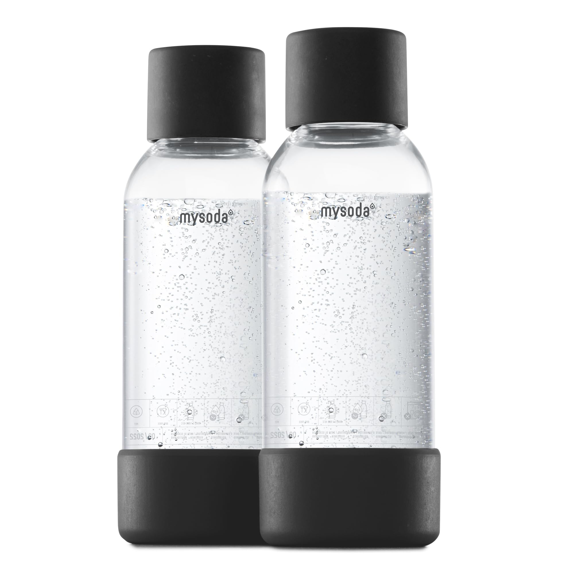 Mysoda Quick-Connect Wiederverwendbare Wasserflaschen, 2 x 0,5 l, BPA-frei, Kunststoff, Schwarz, 2 Stück Küche, Haushalt & Wohnen