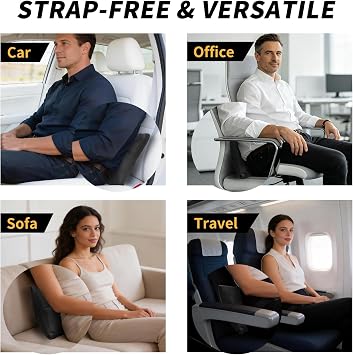 Kwak's Car Headrest Pillow & Lumbar Set, 2-Level Adjustable Neck Support