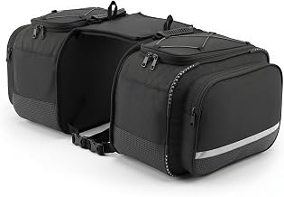 FATMUG Motorcycle Saddle Bag with Rain Cover, Double Side Storage for Travel, Polyester- 50L Black