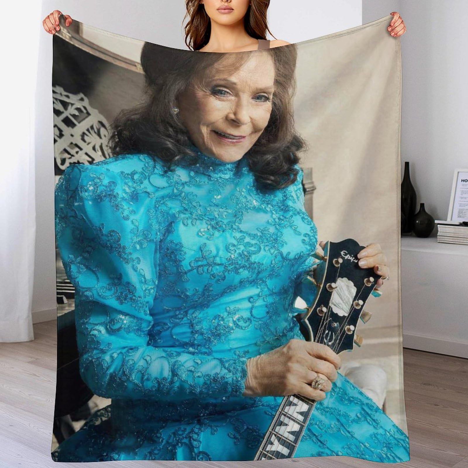 (it:Loretta Lynn American Singer Country Music Poster Coperte super morbida e calda in pile di flanella coperta per tutte le stagioni per letto divano divano 76,2 x 101,6 cm)