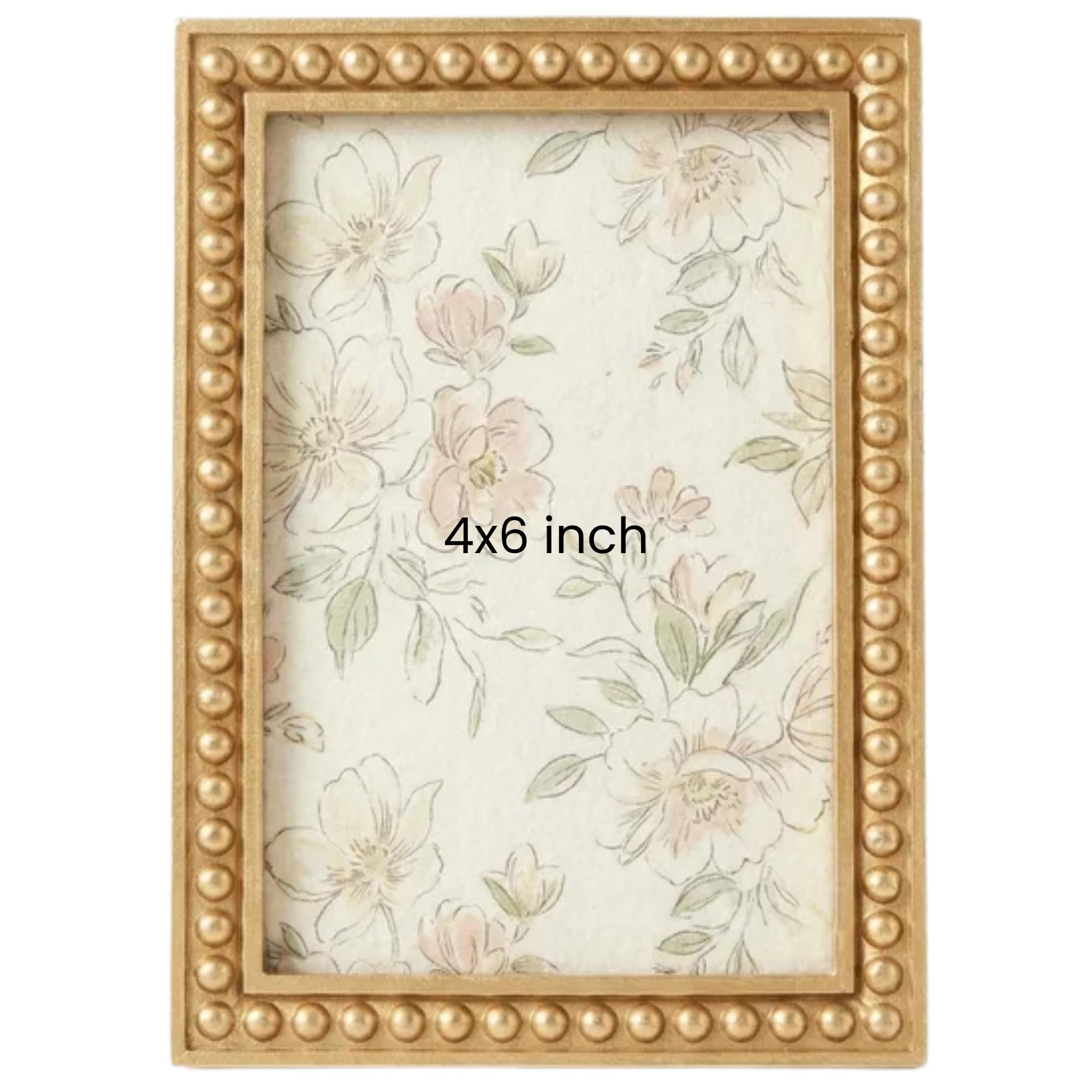 Concepts Gold Pack Of 1-4X6 Beaded Resin Photo Frame | Decorative Bead Border Picture Frame For Photos, Artwork & Home Décor