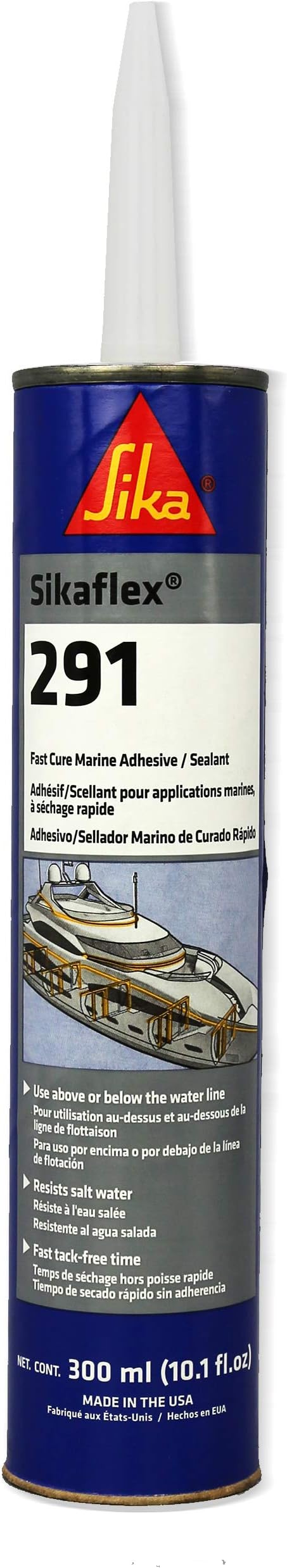 Sikaflex-291, White, General All-Purpose Fast Cure Marine Adhesive and sealant. Polyurethane sealant for Boats, 10.1 fl. oz Cartridge