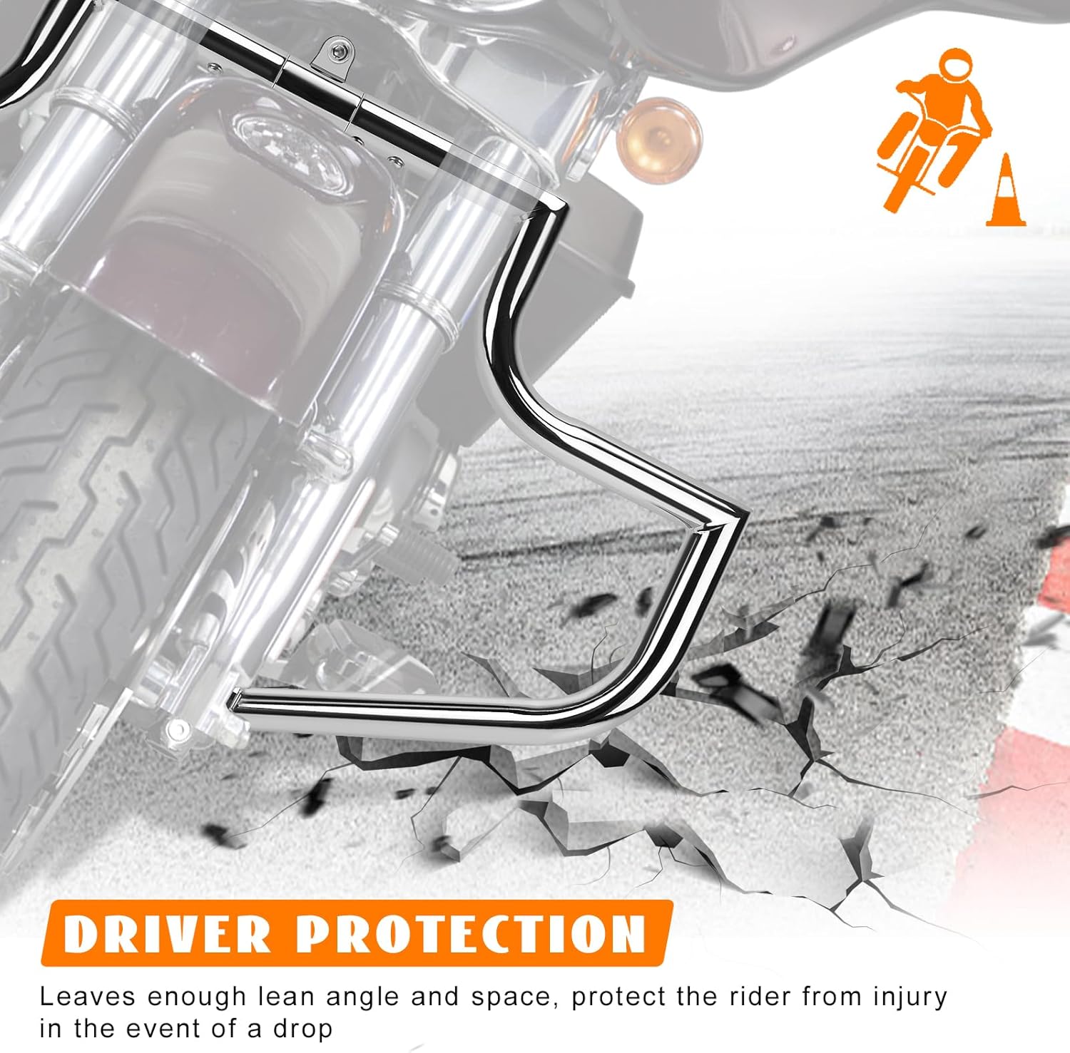 Crash Bar Engine Guard Front Highway Flat-Out Bars Chrome Fits 2009-2026 Harley Touring CVO Road Glide FLTR Road King FLHR Street Glide FLHX Electra Glide Ultra Classic Freewheeler Trike Models