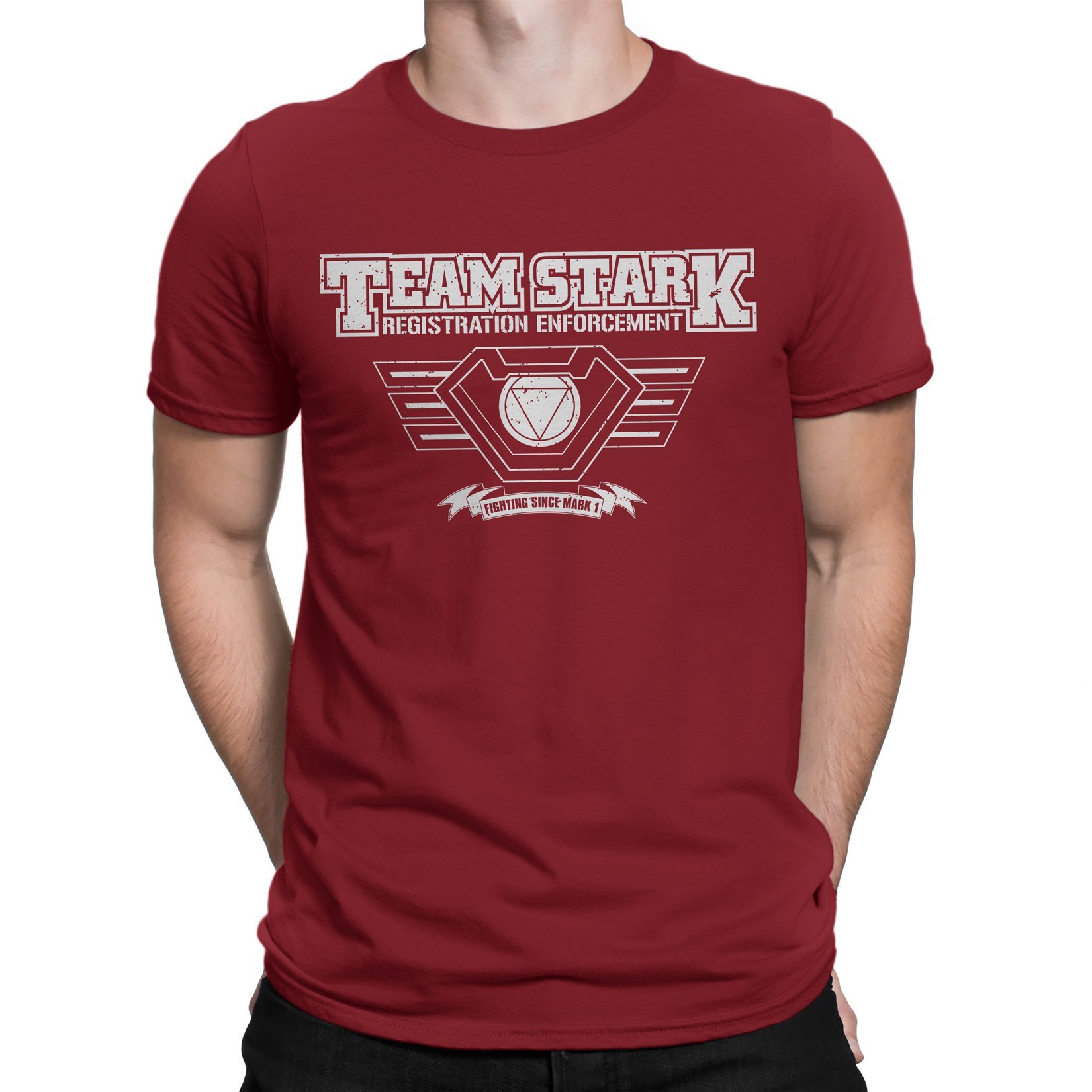 Team Stark-Infinity WAR T Shirt Iron Man Inspired Avengers Burgundy